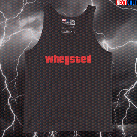 Wheysted Funny Gym Tank Top | GTA Parody Muscle Shirt For Lifters | Whey Protein Vest & Athletic Shirt Bodybuilding Fitness Gym Video Games Workout Next Cult Brand