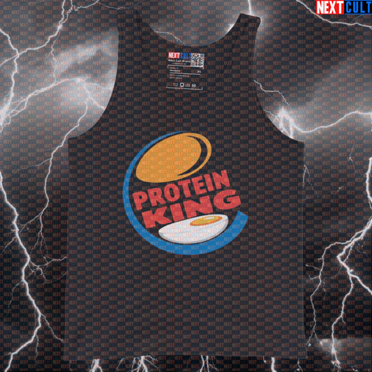 Funny Protein King Gym Tank Top | Burger King Parody Muscle Shirt | Easter Egg Meme Athletic Shirt Bodybuilding Easter Fast Food Fitness Gym Workout Next Cult Brand