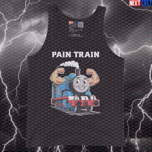 Funny Pain Train Gains Gym Tank Top | Thomas The Tank Engine Meme Muscle Shirt | Workout Vest For Lifters Bodybuilding Fitness Gym TV Workout Next Cult Brand
