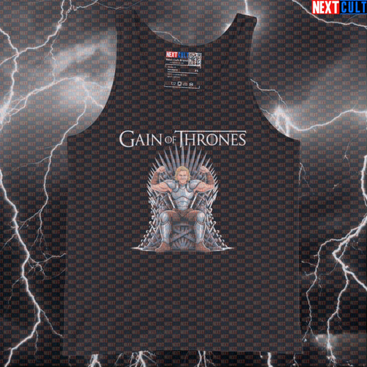 Gain Of Thrones Gym Tank Top | Funny Game of Thrones Muscle Shirt For Lifters | Fitness Meme Athletic Shirt Bodybuilding Fitness Game of Thrones Gym TV Workout Next Cult Brand