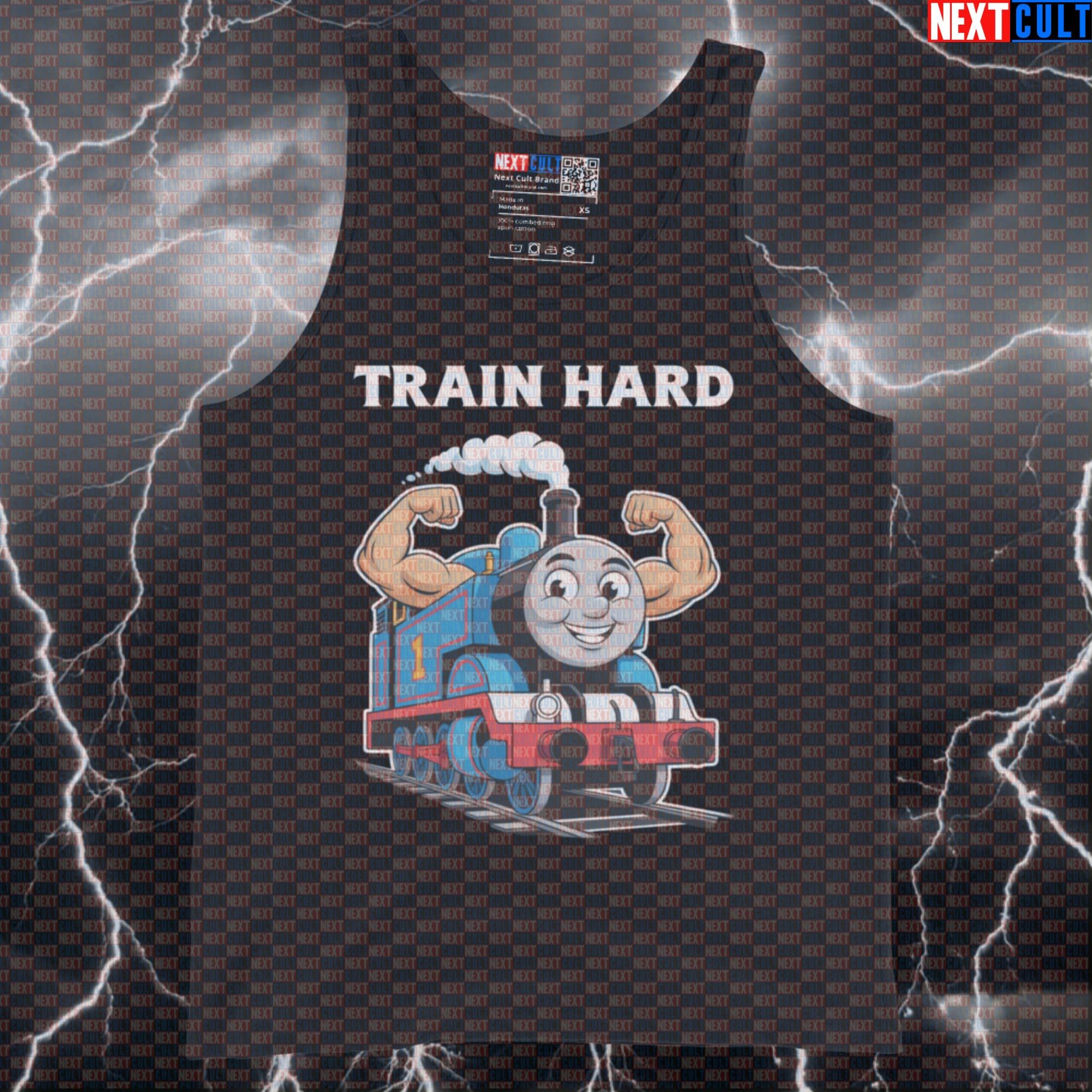Funny Train Hard Gym Tank Top | Thomas The Tank Engine Muscle Shirt | Gym Meme Athletic Shirt Bodybuilding Fitness Gym Powerlifting TV Workout Next Cult Brand