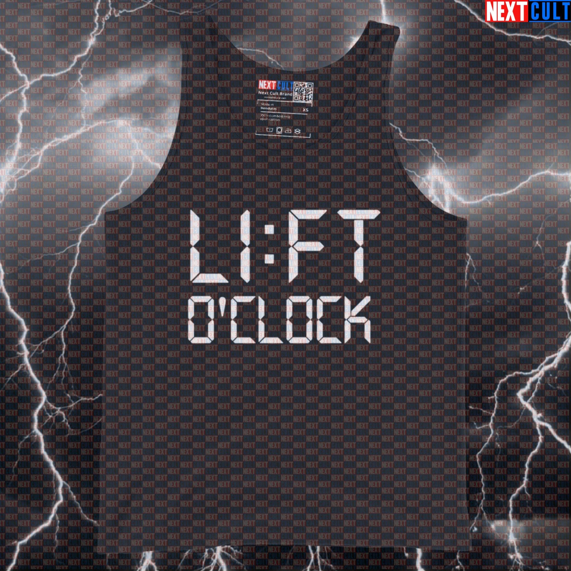 Funny Lift O'Clock Gym Tank Top | Muscle Shirt For Gym Bros & Lifters | Bodybuilding Meme Athletic Shirt Bodybuilding Fitness Gym Powerlifting Workout Next Cult Brand