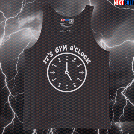 It's Gym O'Clock Funny Gym Tank Top | Workout Muscle Shirt For Lifters | Fitness Meme Athletic Shirt Bodybuilding Fitness Gym Powerlifting Workout Next Cult Brand