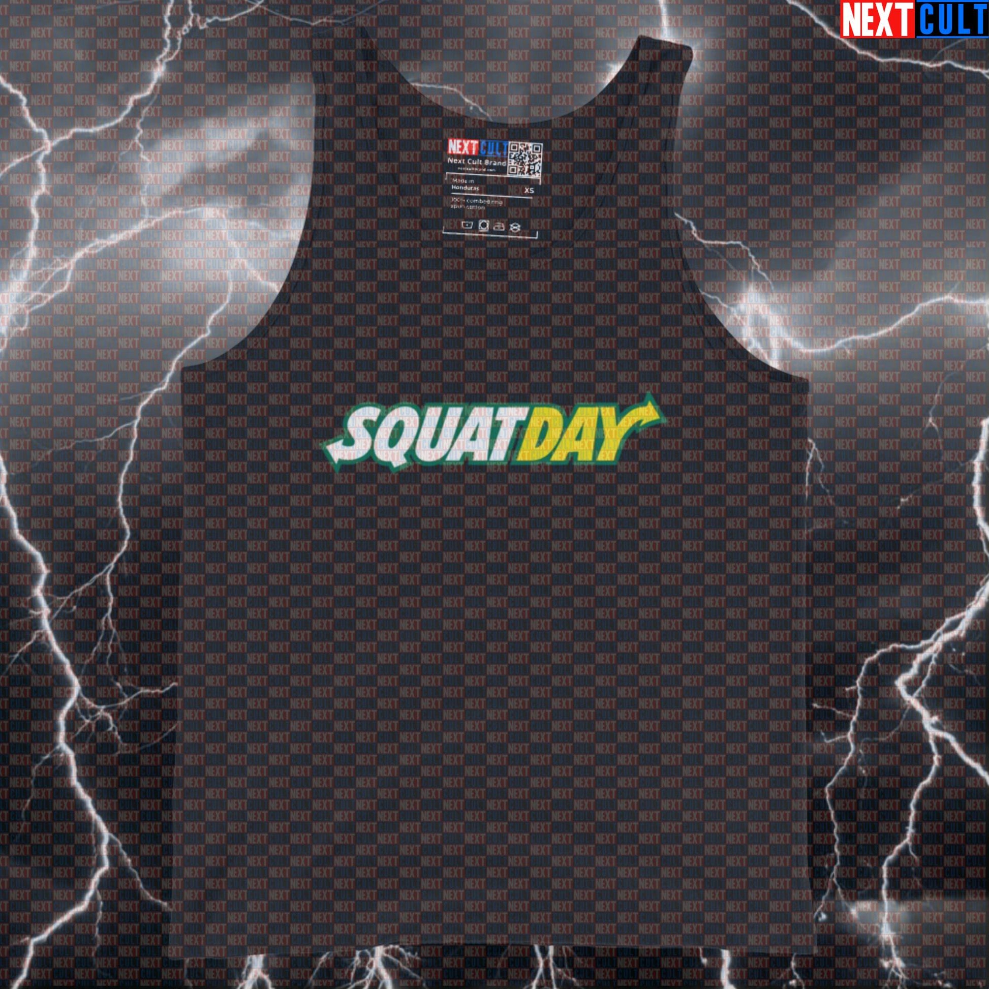 Funny SquatDay Essential Gym Tank Top | Subway Sandwich Leg Day Meme Muscle Shirt | Workout Vest For Lifters Bodybuilding Fast Food Fitness Gym Leg Day Powerlifting Workout Next Cult Brand