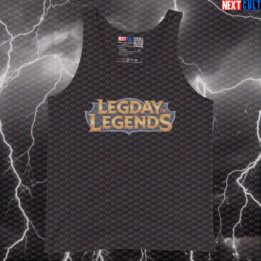 Funny Legday of Legends Gym Tank Top | League of Legends Meme Muscle Shirt | Leg Day Workout Vest Bodybuilding Fitness Gym Leg Day Powerlifting Video Games Workout Next Cult Brand