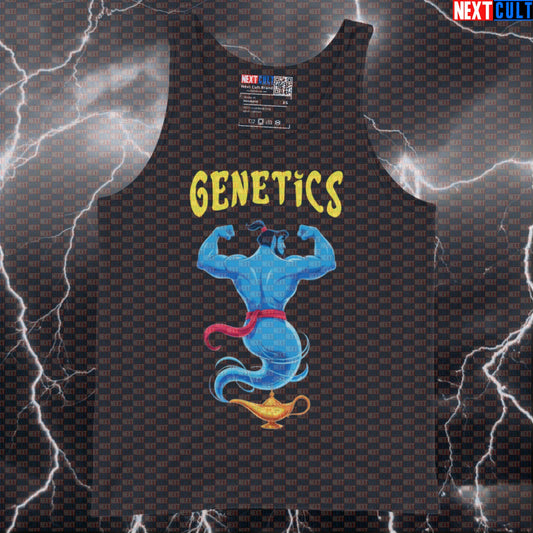 Funny Genetics Genie Gym Tank Top | Wish For Gains Muscle Shirt | Bodybuilding Meme Athletic Vest Bodybuilding Films Fitness Gym Workout Next Cult Brand
