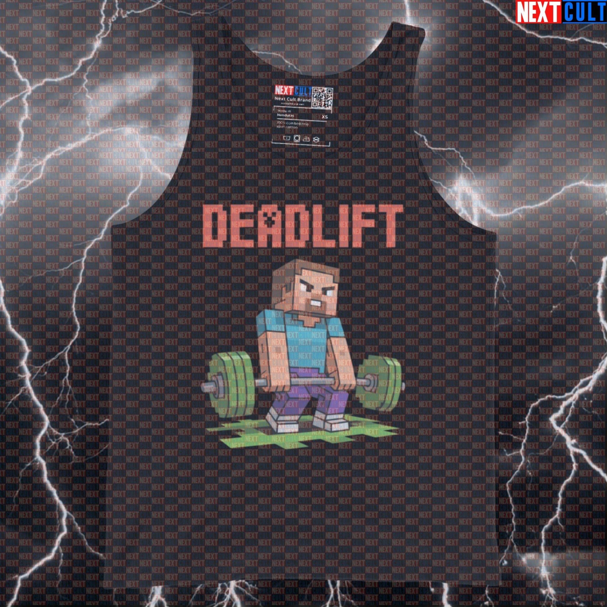 Funny Minecraft Deadlift Gym Tank Top | Pick Up Heavy Blocks Muscle Shirt | Gamer Lifter Vest Bodybuilding Fitness Gym Leg Day Powerlifting Video Games Workout Next Cult Brand