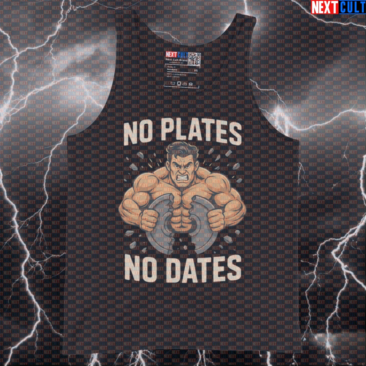 No Plates No Dates Muscle Tank Top | Funny Gym Vest For Weightlifting & Gains Bodybuilding Fitness Gym Powerlifting Workout Next Cult Brand