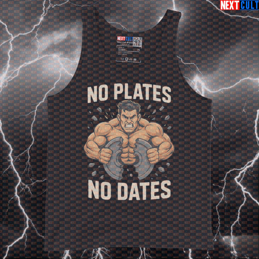 No Plates No Dates Muscle Tank Top | Funny Gym Vest For Weightlifting & Gains Bodybuilding Fitness Gym Powerlifting Workout Next Cult Brand
