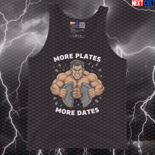More Plates More Dates Gym Meme Tank Top | Funny Bodybuilding Muscle Shirt Bodybuilding Fitness Gym Powerlifting Workout Next Cult Brand