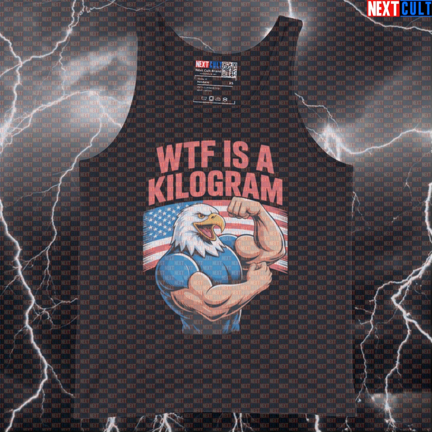 Funny WTF is a Kilogram Gym Tank Top | Patriotic Bald Eagle Muscle Shirt | USA Workout Vest 4th of July Bodybuilding Fitness Gym Powerlifting Workout Next Cult Brand