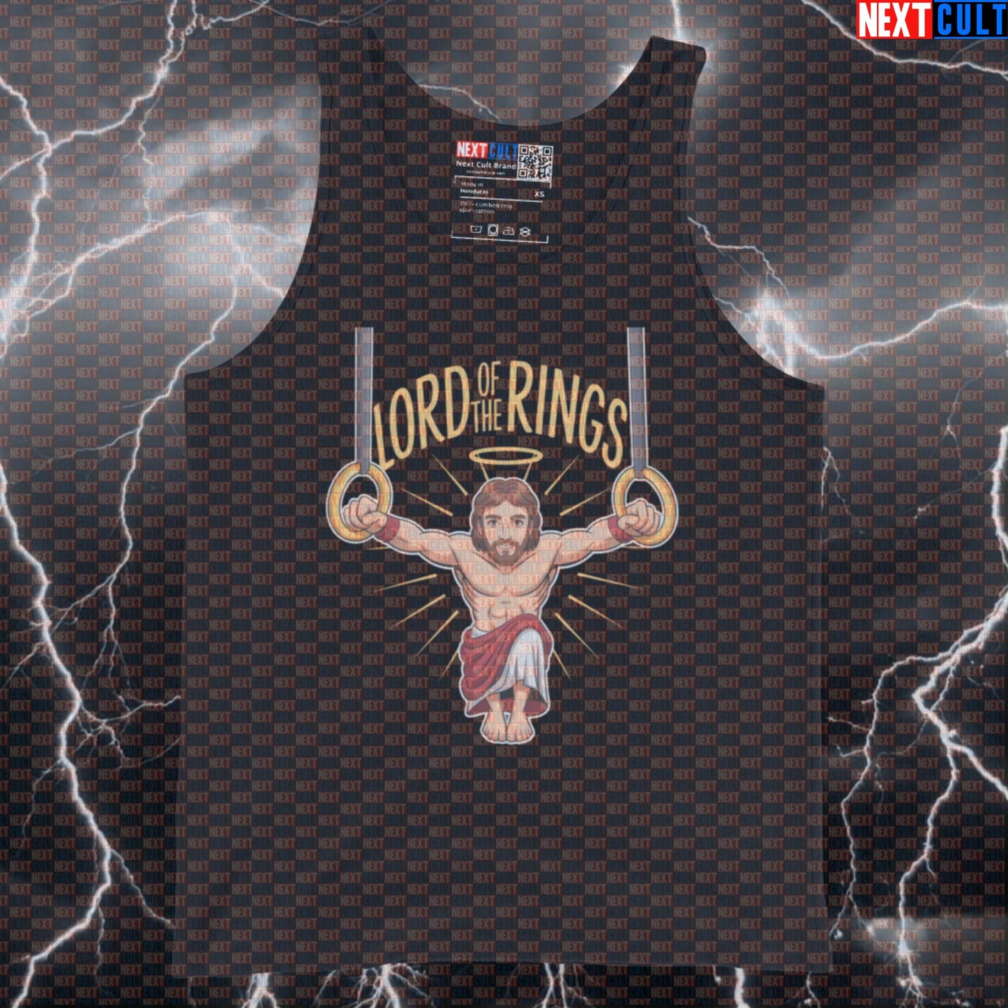 Funny Lord of the Calisthenics Rings Gym Tank Top | Jesus Lifter Muscle Shirt | Bodyweight Gains Vest Calisthenics Easter Fitness Gym Jesus Workout Next Cult Brand