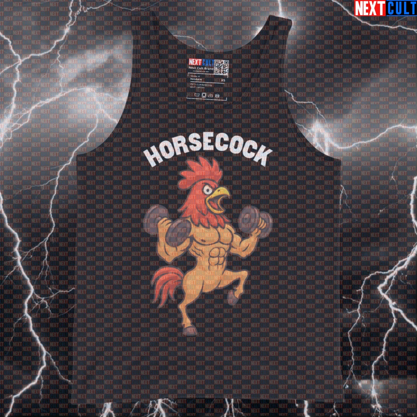 Horsecock Savage Gym Tank Top | Horse Rooster Hybrid Muscle Shirt For Heavy Weight Lifting & Bodybuilding Bodybuilding Fitness Gym Powerlifting Workout Next Cult Brand