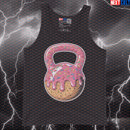 Donut Kettlebell Funny Gym Tank Top - Bakery Gains Meme Vest Muscle Shirt Bulking Donuts Fast Food Fitness Gym Kettlebell Workout Next Cult Brand