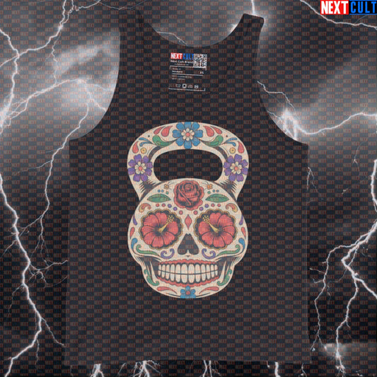 Dia De Los Muertos Kettlebell Funny Gym Tank Top - Day of the Dead Workout Vest Muscle Shirt Dia De Los Muertos Fitness Gym Kettlebell Workout Next Cult Brand