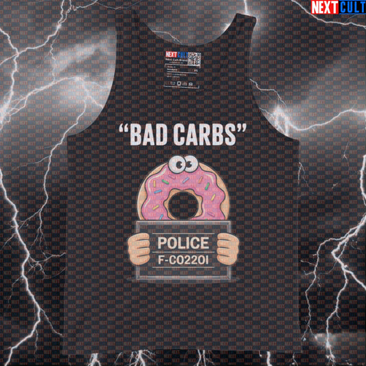 Donut Mugshot Funny Gym Tank Top - Guilty Pleasure Carb Meme Vest Muscle Shirt Bulking Donuts Fast Food Fitness Gym Workout Next Cult Brand