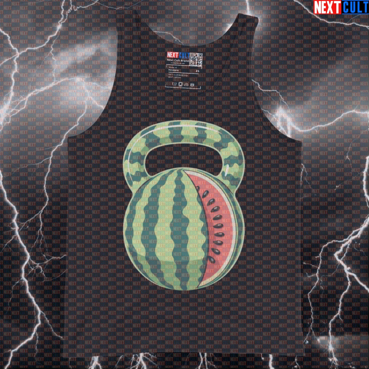 Watermelon Kettlebell Funny Gym Tank Top - Fruit Themed Workout Vest Muscle Shirt Fast Food Fitness Gym Kettlebell Workout Next Cult Brand
