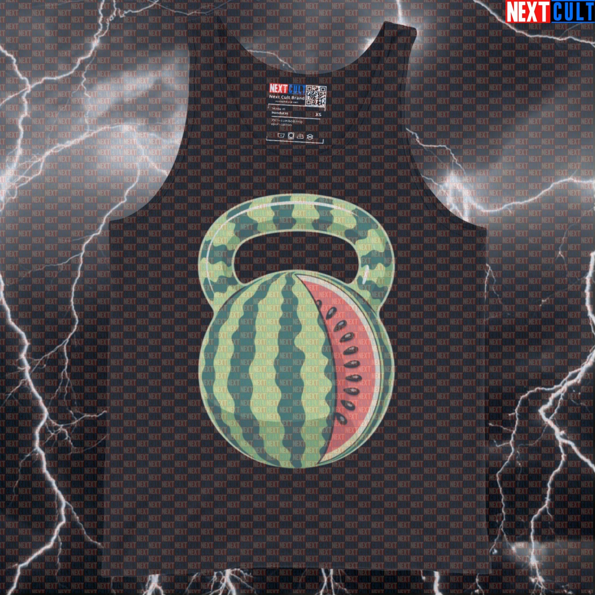 Watermelon Kettlebell Funny Gym Tank Top - Fruit Themed Workout Vest Muscle Shirt Fast Food Fitness Gym Kettlebell Workout Next Cult Brand