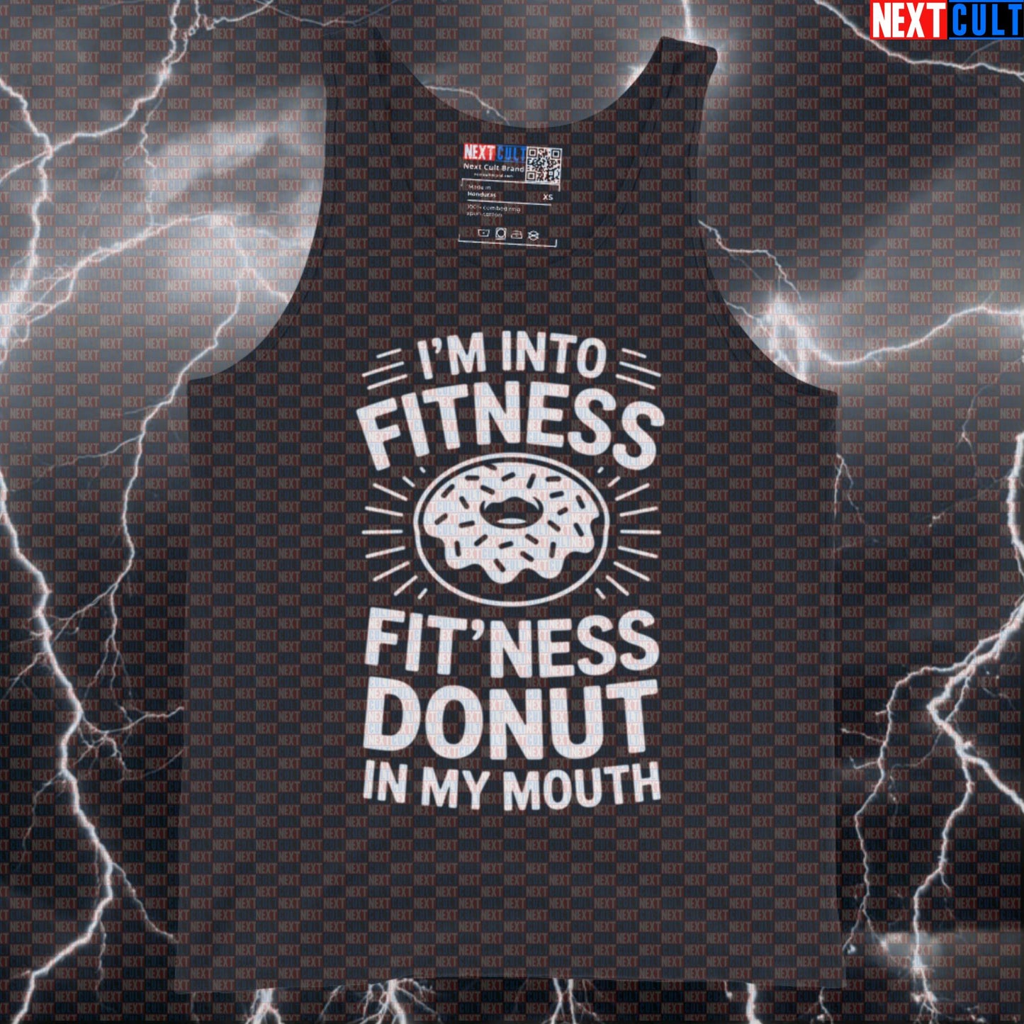 I'm Into Fitness Fitness Donut Tank Top - Funny Gym Meme Vest Muscle Shirt For Lifters Tank Tops Bulking Donuts Fast Food Fitness Gym Workout Next Cult Brand