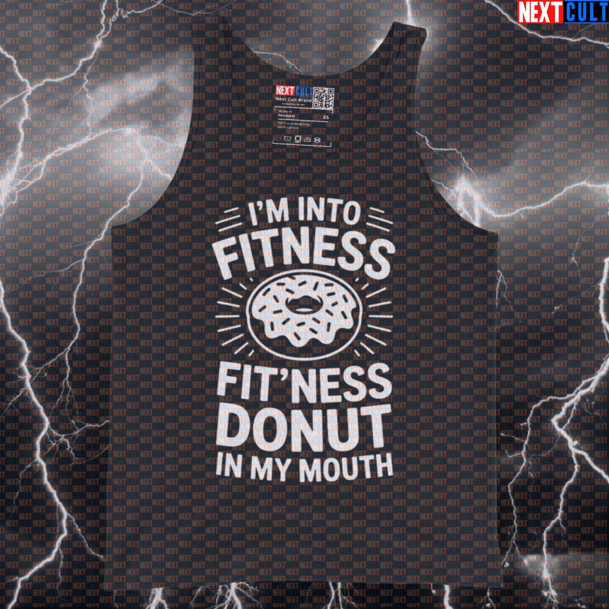 I'm Into Fitness Fitness Donut Tank Top - Funny Gym Meme Vest Muscle Shirt For Lifters Tank Tops Bulking Donuts Fast Food Fitness Gym Workout Next Cult Brand