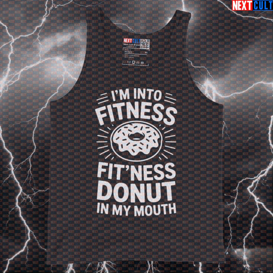 I'm Into Fitness Fitness Donut Tank Top - Funny Gym Meme Vest Muscle Shirt For Lifters Tank Tops Bulking Donuts Fast Food Fitness Gym Workout Next Cult Brand