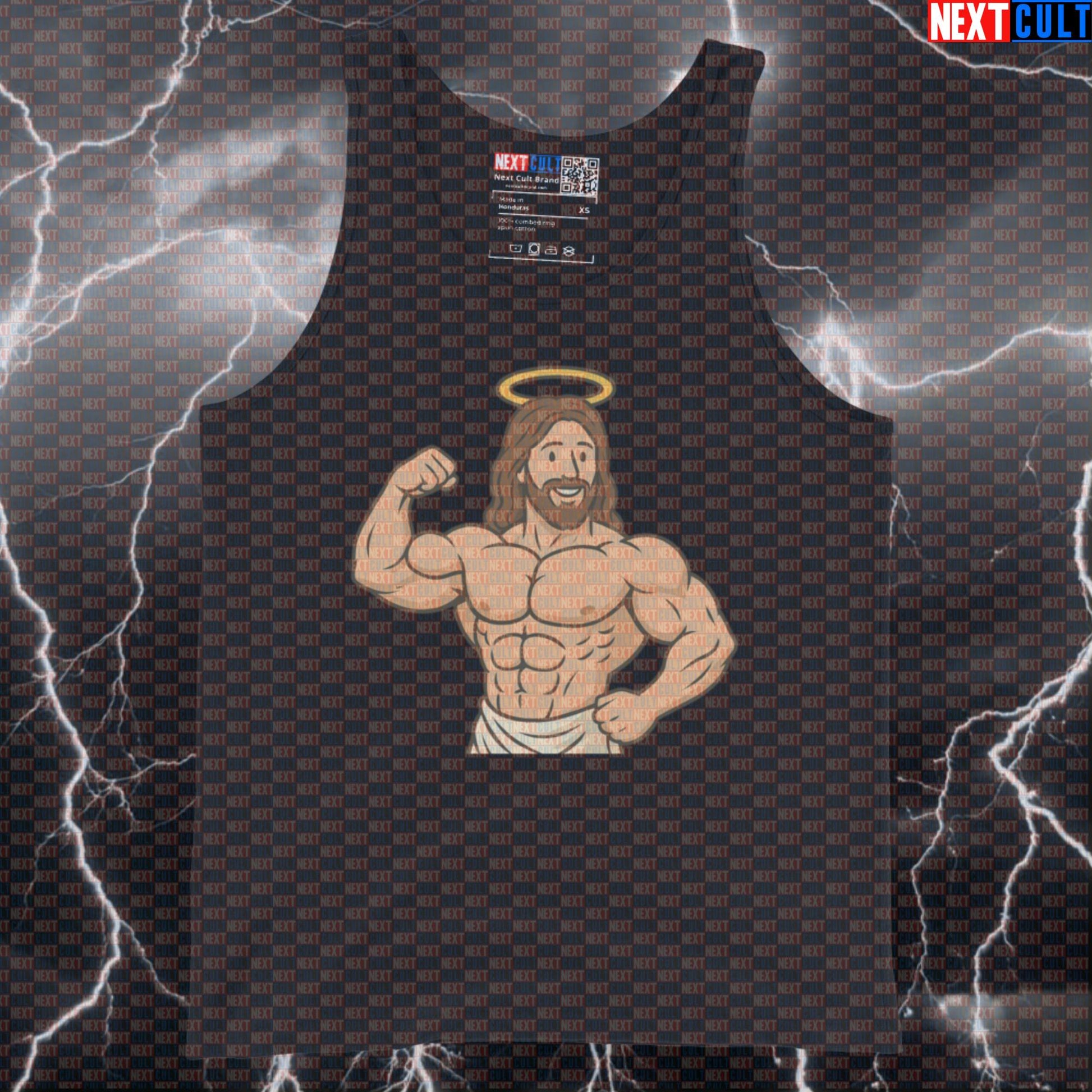 Swoly Spirit Jesus Bodybuilder Gym Tank Top | Funny Workout Vest Muscle Shirt Bodybuilding Easter Fitness Gym Jesus Workout Next Cult Brand