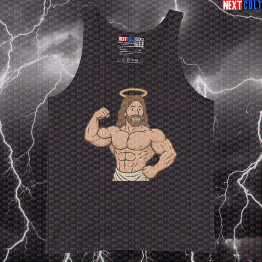 Swoly Spirit Jesus Bodybuilder Gym Tank Top | Funny Workout Vest Muscle Shirt Bodybuilding Easter Fitness Gym Jesus Workout Next Cult Brand