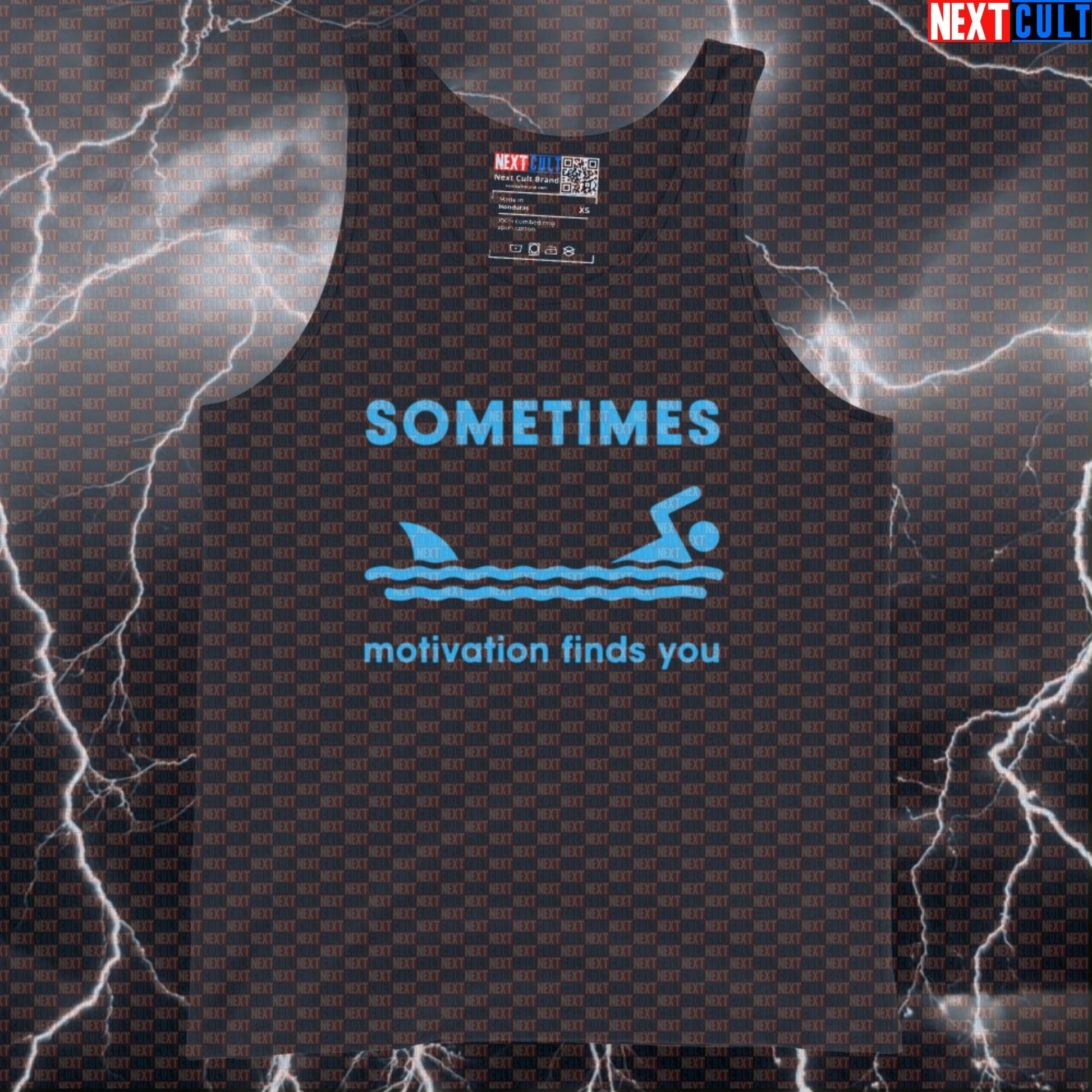 Funny Gym Tank Top with Shark Meme - Motivation Finds You Workout Vest for Cardio & Muscle Shirts Tank Tops Cardio Fitness Gym Swimming Workout Next Cult Brand