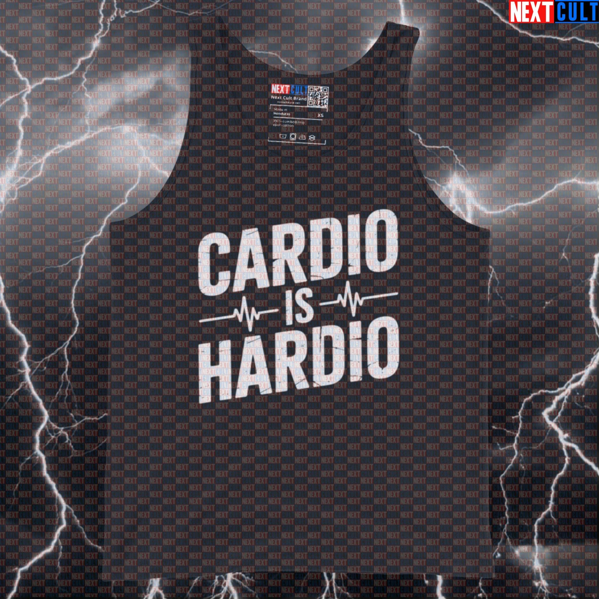 Cardio Is Hardio Funny Gym Tank Top - Workout Meme Vest Muscle Shirt For Strength Athletes Tank Tops Cardio Fitness Gym Workout Next Cult Brand
