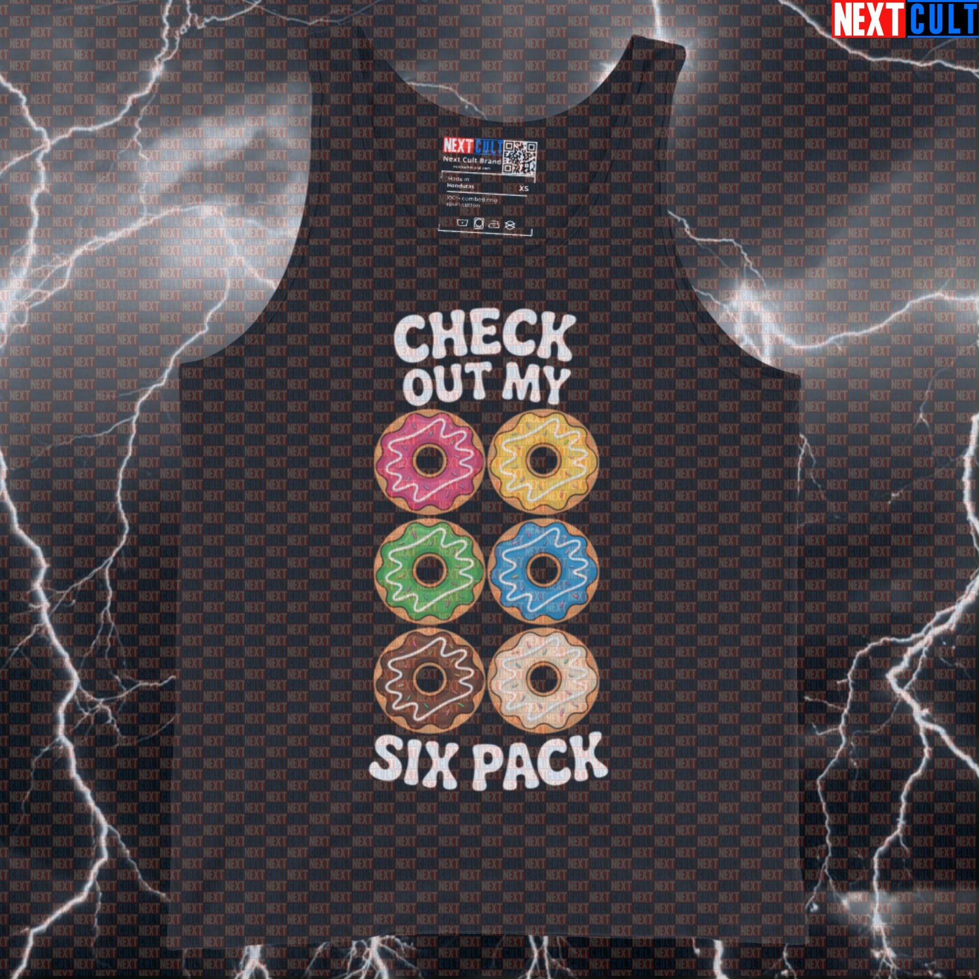 Check Out My Six Pack Donut Funny Gym Tank Top - Donut Meme Vest Muscle Shirt For Lifters Tank Tops Bodybuilding Bulking Donuts Fast Food Fitness Gym Workout Next Cult Brand