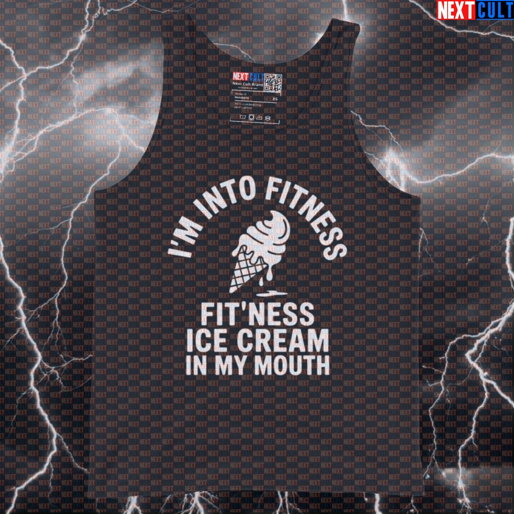 I'm Into Fitness Funny Gym Tank Top - Fitness Ice Cream Meme Vest Muscle Shirt Tank Tops Fast Food Fitness Gym Workout Next Cult Brand
