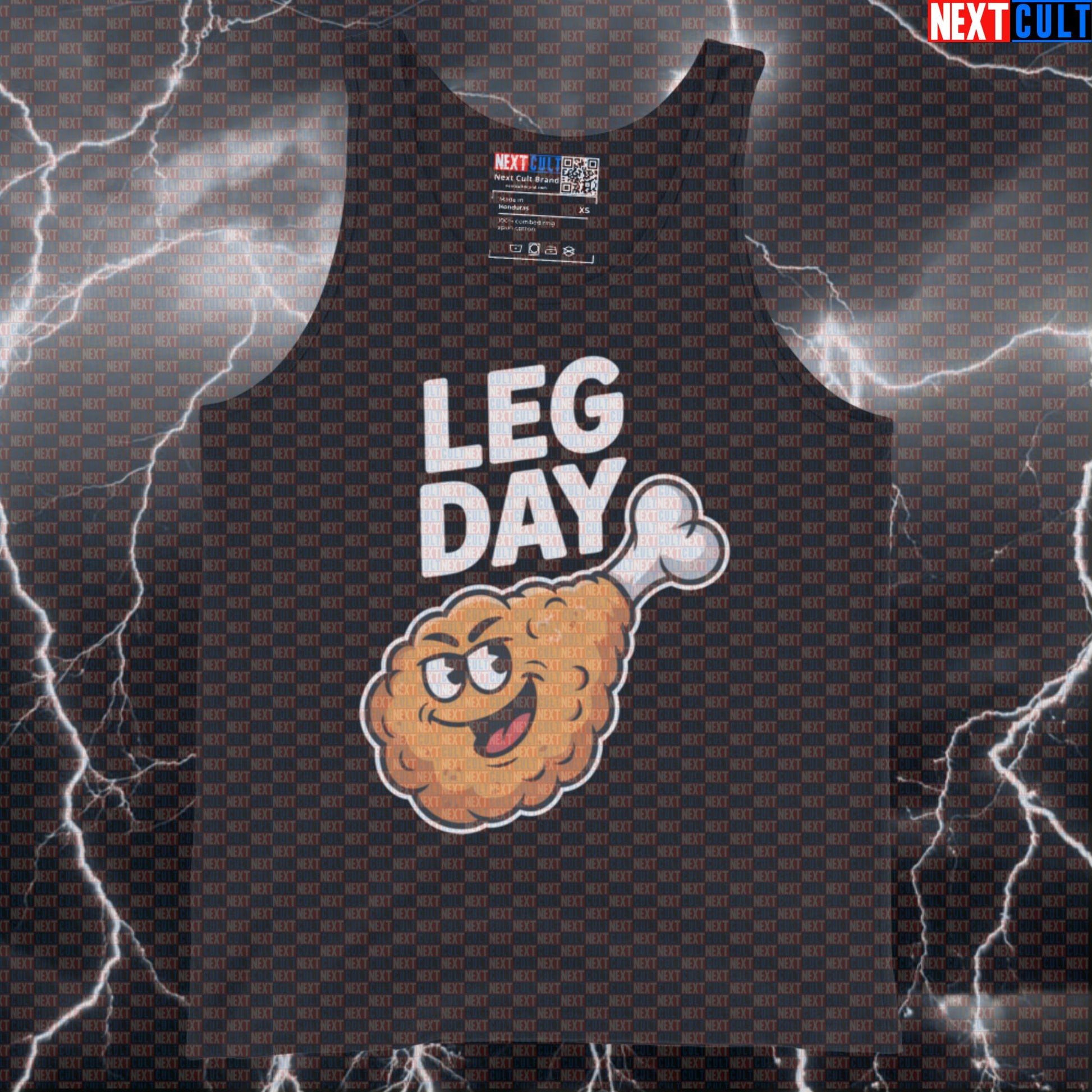 Fried Chicken Gains Funny Gym Tank Top - Thanksgiving Leg Day Meme Vest Muscle Shirt Tank Tops Fast Food Fitness Gym Leg Day Thanksgiving Workout Next Cult Brand
