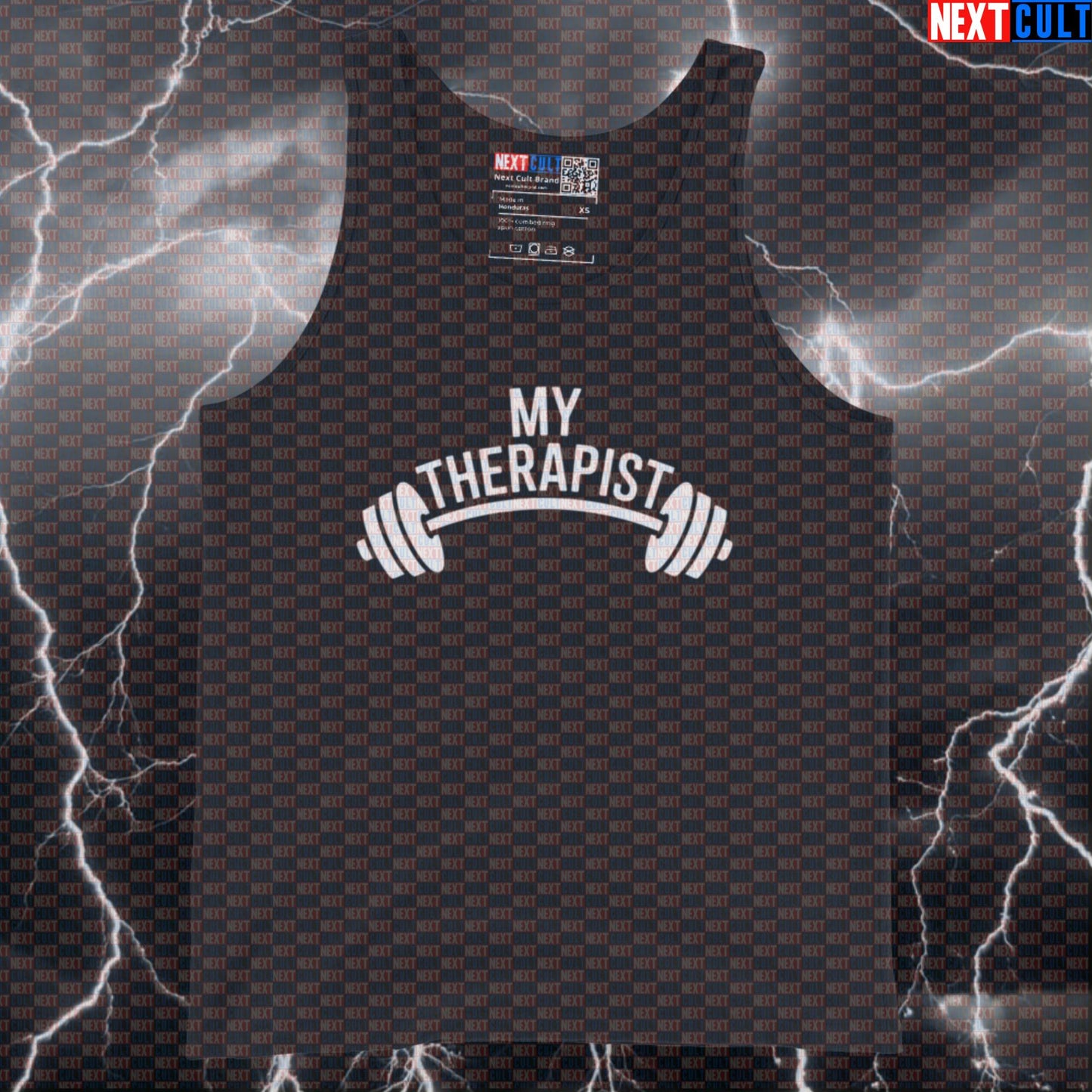 My Therapist Says Lift More Funny Gym Tank Top - Gym Therapy Meme Vest Muscle Shirt Tank Tops Bodybuilding Fitness Gym Powerlifting Workout Next Cult Brand