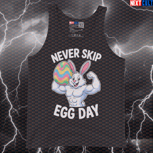 Never Skip Egg Day Gym Tank Top | Swole Bunny Easter Bodybuilding Vest for Lifters Bodybuilding Easter Fitness Gym Workout Next Cult Brand