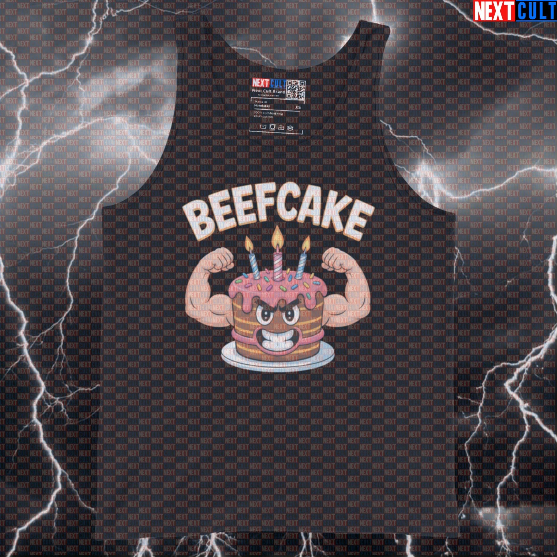 Funny Beefcake Birthday Cake Gym Tank Top - Swole Meme Muscle Shirt Athletic Vest For Workouts Birthday Bodybuilding Bulking Fast Food Fitness Gym Workout Next Cult Brand
