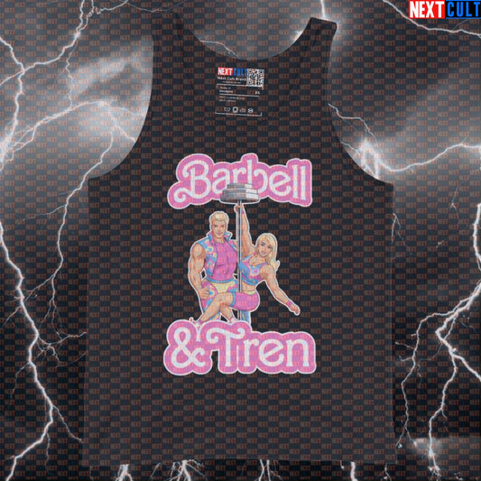 Barbie & Ken Barbell Tren Funny Gym Tank Top - Gym Meme Vest Muscle Shirt For Athletes Barbie Bodybuilding Films Fitness Gym Ken Powerlifting Steroids Workout Next Cult Brand