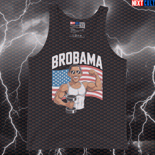 Brobama Funny Gym Tank Top - USA 4th of July Gym Meme Vest Muscle Shirt For Lifters 4th of July Fitness Gym Workout Next Cult Brand