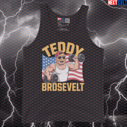 Teddy Brosevelt Funny Gym Tank Top - America 4th July Gym Meme Vest Muscle Shirt 4th of July Fitness Gym Workout Next Cult Brand