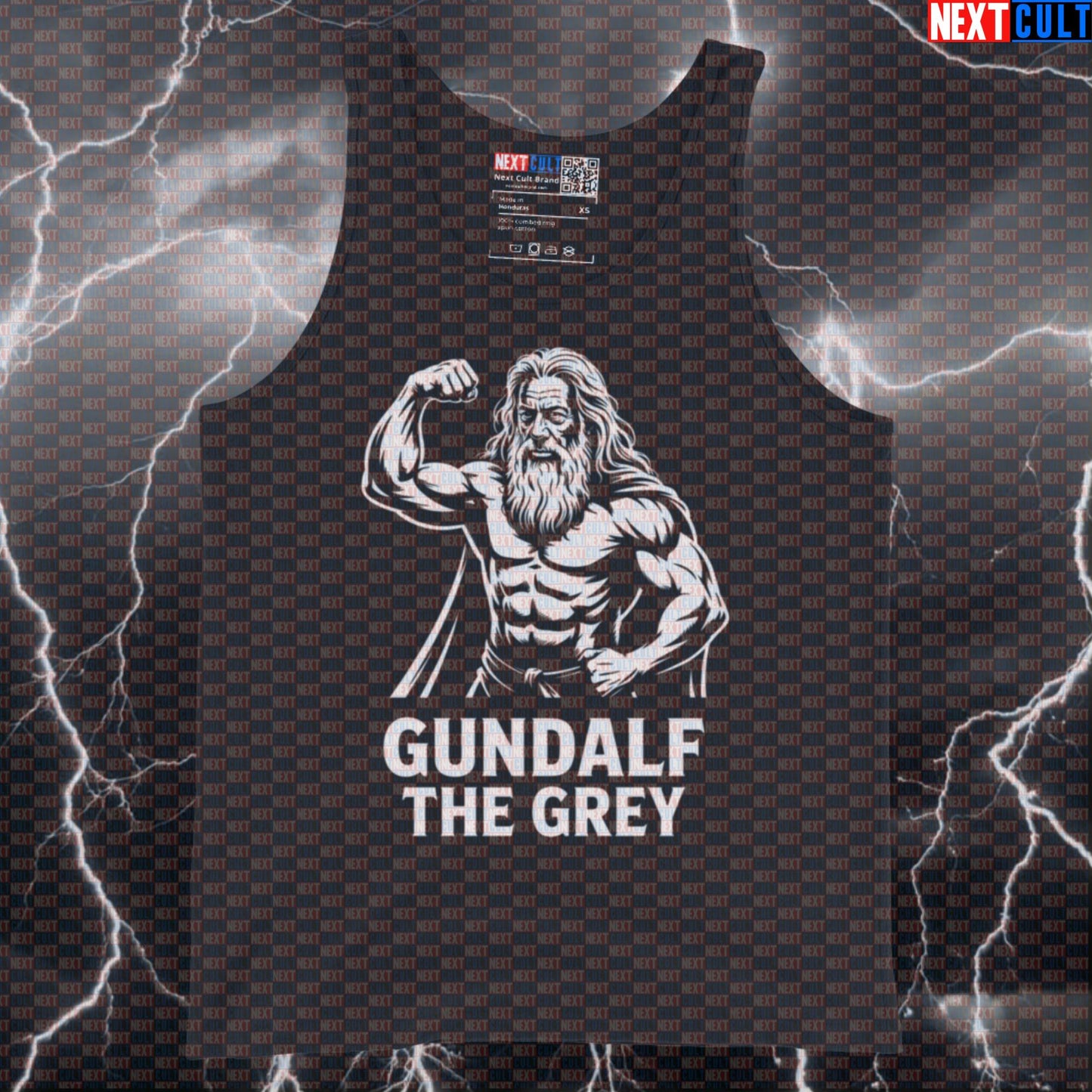 Gundalf The Grey Big Guns Funny Gym Tank Top - Lord Of The Rings Meme Vest Muscle Shirt Bodybuilding Books Films Fitness Gandalf Gym Lord of the Rings Workout Next Cult Brand