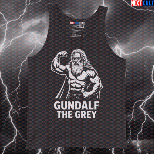 Gundalf The Grey Big Guns Funny Gym Tank Top - Lord Of The Rings Meme Vest Muscle Shirt Bodybuilding Books Films Fitness Gandalf Gym Lord of the Rings Workout Next Cult Brand