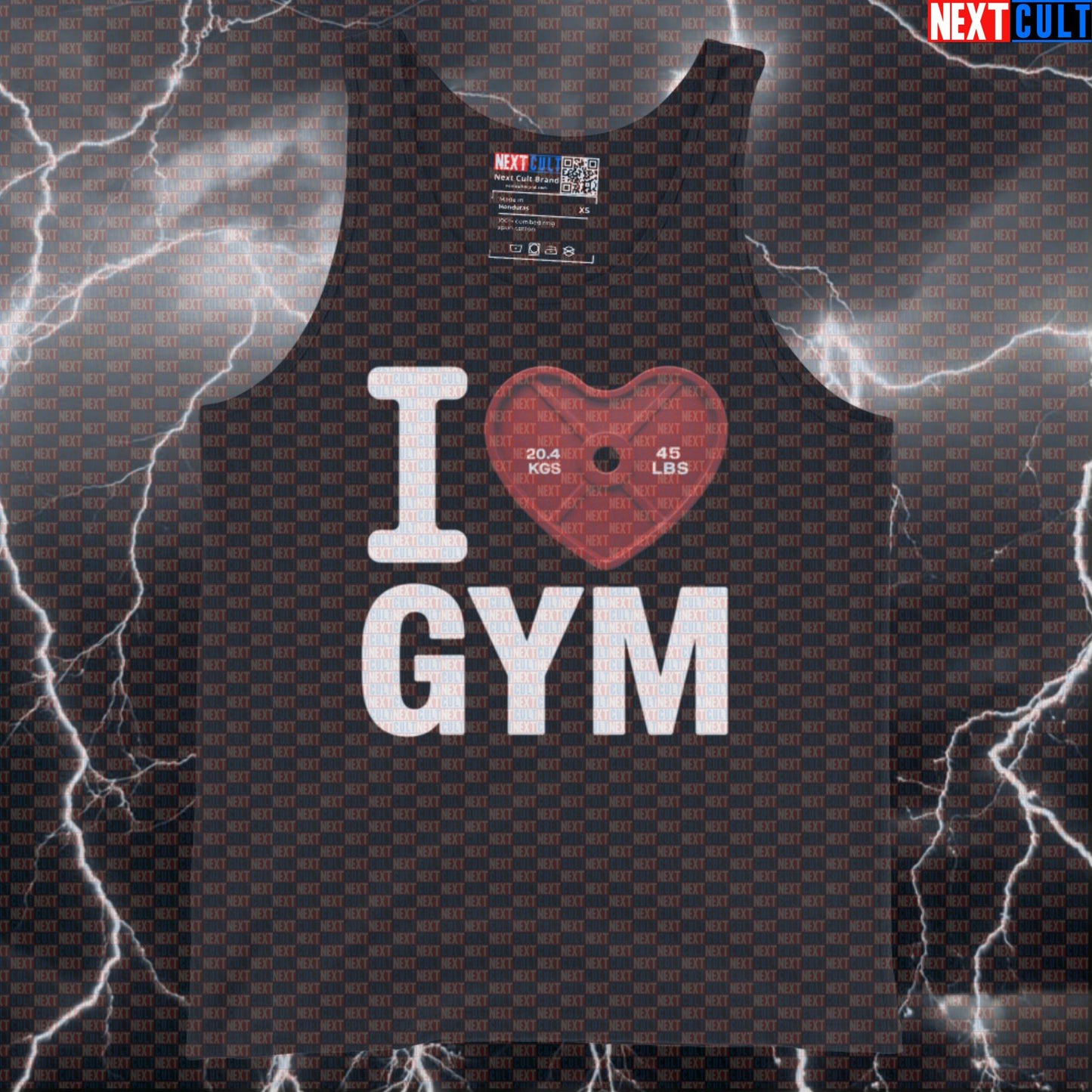 I Love Gym Valentine's Tank Top | Funny Heart Plate Muscle Shirt for Gym Lovers & Lifters Bodybuilding Fitness Gym Powerlifting Valentine's Day Workout Next Cult Brand