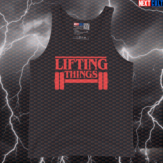 Stranger Gains Funny Gym Tank Top - Lifting Things Getting Gains Vest Muscle Shirt Bodybuilding Fitness Gym Halloween Powerlifting Stranger Things TV Workout Next Cult Brand