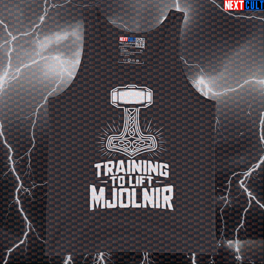 Training To Lift Mjolnir Funny Gym Tank Top - Viking Powerlifting Meme Vest Muscle Shirt Fitness Gym Vikings Workout Next Cult Brand