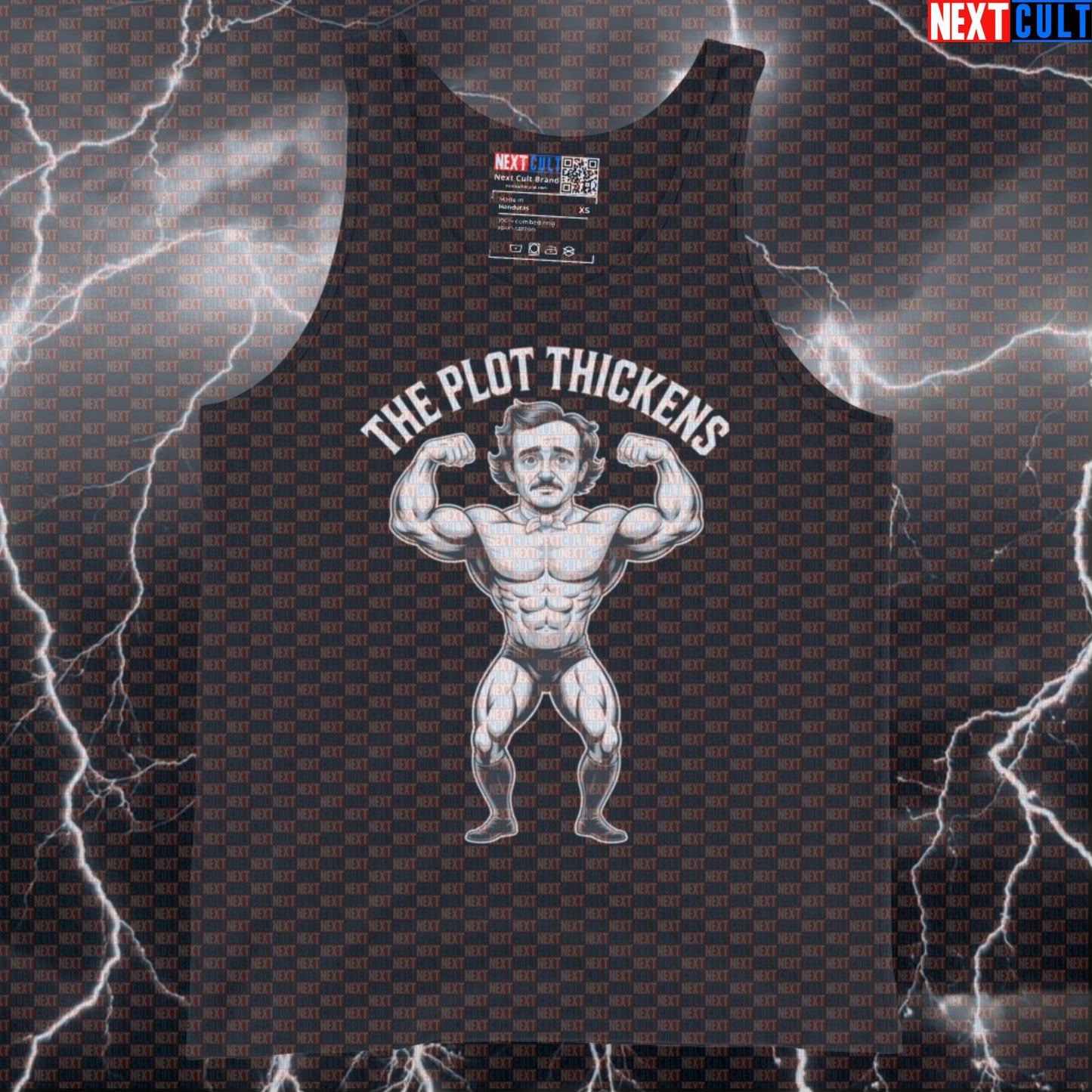 Funny Edgar Allan Poe Gym Tank Top - The Plot Thickens Thicc Literary Meme Vest Muscle Shirt Bodybuilding Books Fitness Gym Workout Next Cult Brand
