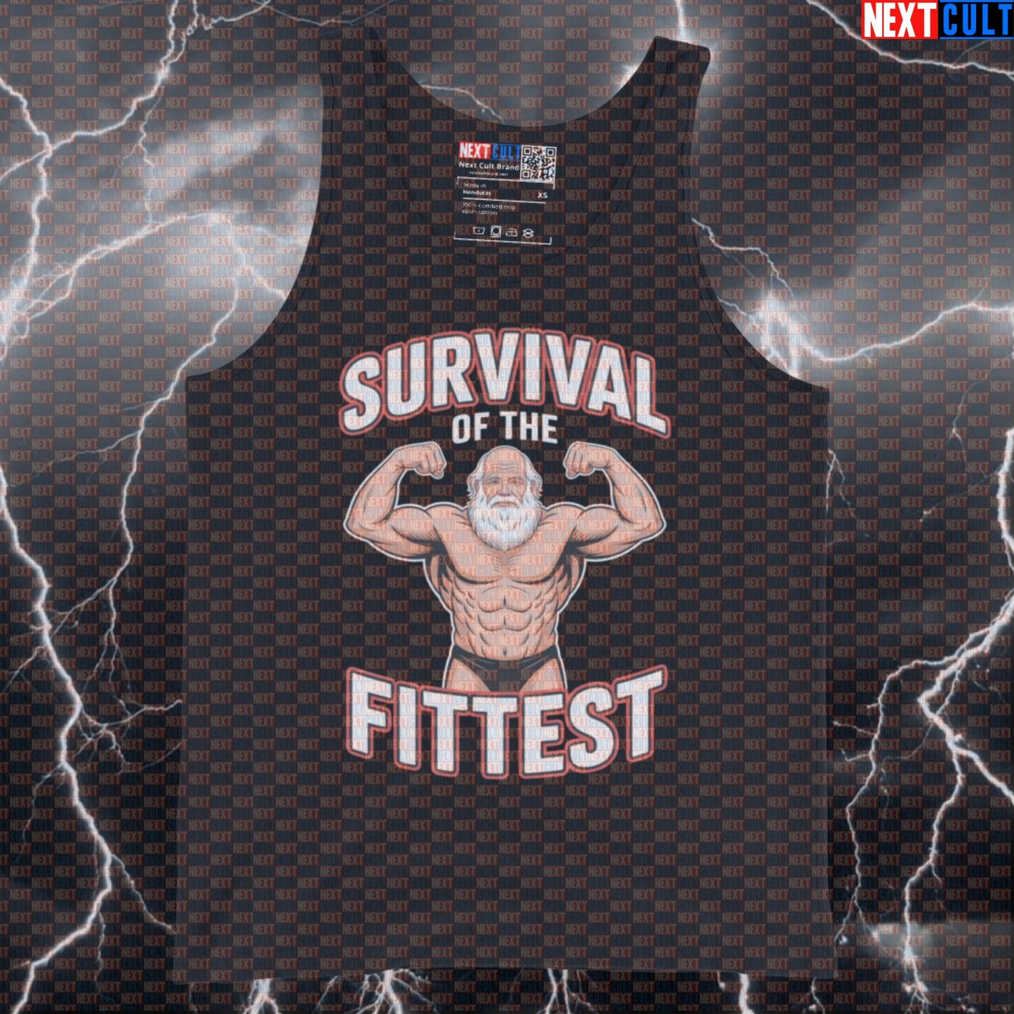 Survival of the Fittest Funny Gym Tank Top - Darwin Gym Meme Vest Muscle Shirt For Lifters Bodybuilding Books Fitness Gym Workout Next Cult Brand