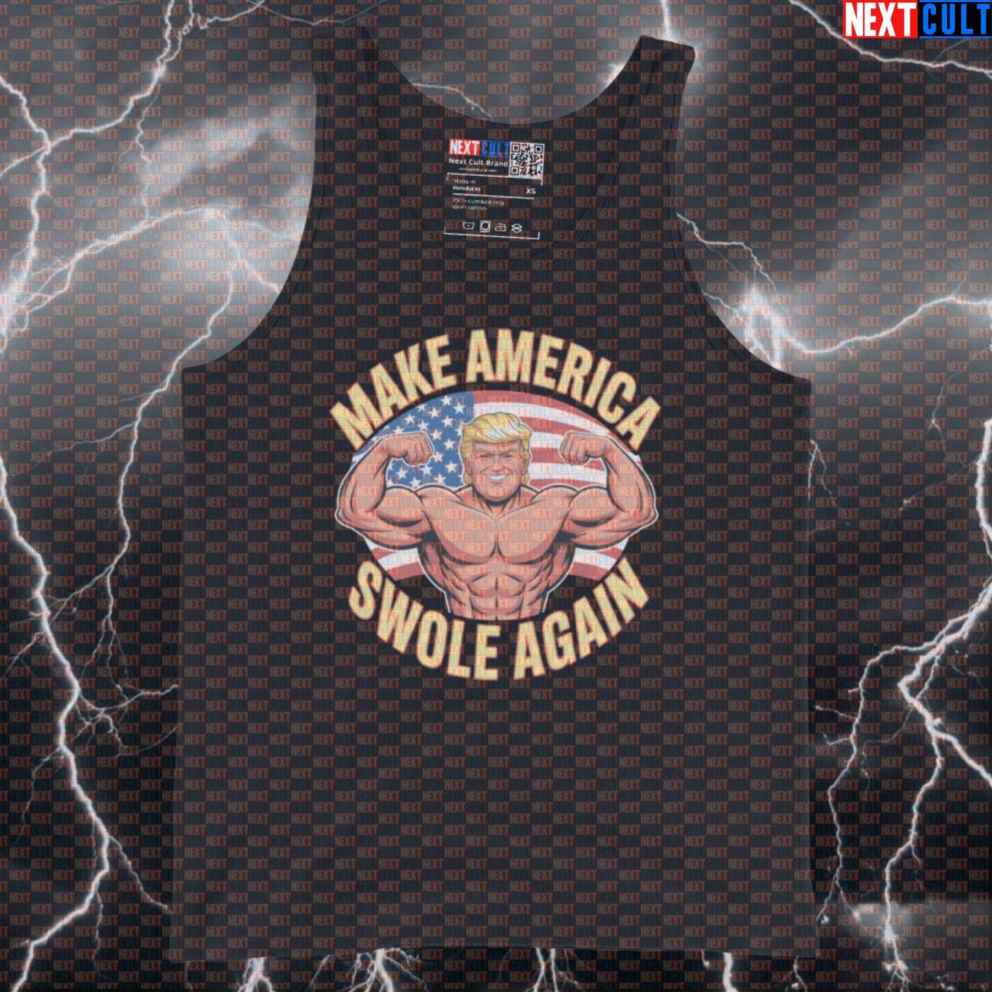 Make America Swole Again Patriotic Gym Tank Top - Funny Trump Meme Vest Muscle Shirt 4th of July Bodybuilding Donald Trump Fitness Gym Workout Next Cult Brand