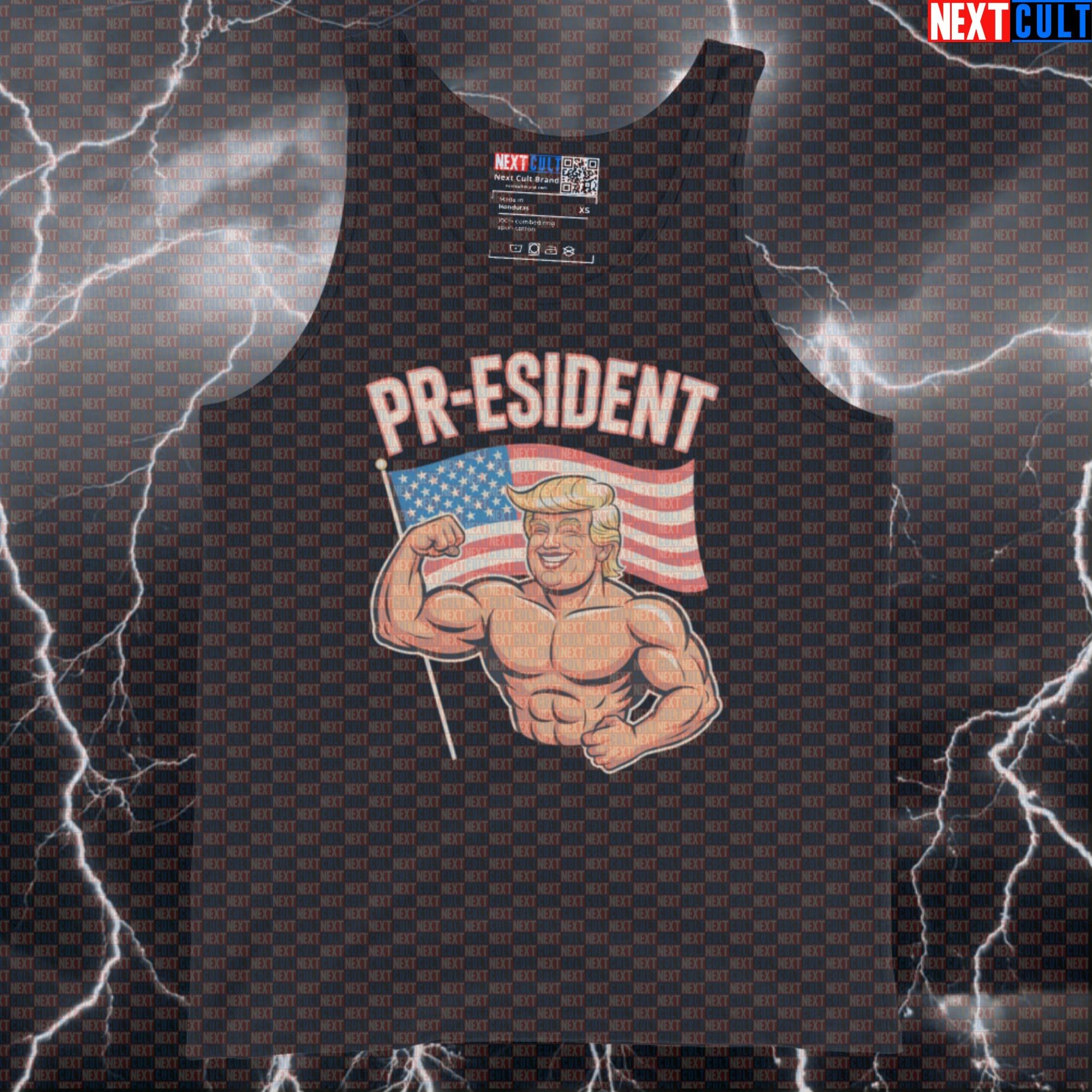 Funny Patriotic Donald Trump PR-Esident Gym Tank Top - 4th of July Workout Vest Muscle Shirt 4th of July Bodybuilding Donald Trump Fitness Gym Powerlifting Workout Next Cult Brand