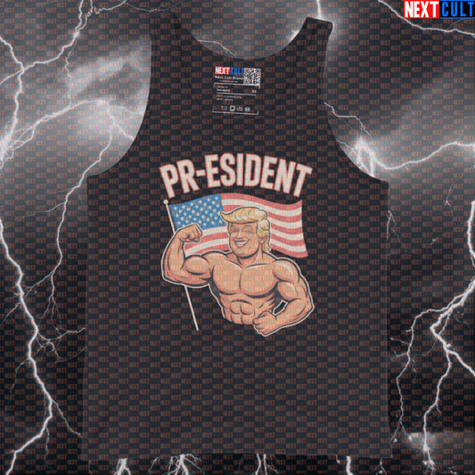 Funny Patriotic Donald Trump PR-Esident Gym Tank Top - 4th of July Workout Vest Muscle Shirt 4th of July Bodybuilding Donald Trump Fitness Gym Powerlifting Workout Next Cult Brand