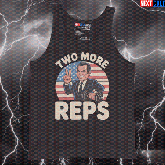 Funny Patriotic Gym Tank Top - Two More Reps Nixon 4th of July Vest Muscle Shirt Tank Tops 4th of July Bodybuilding Fitness Gym Workout Next Cult Brand