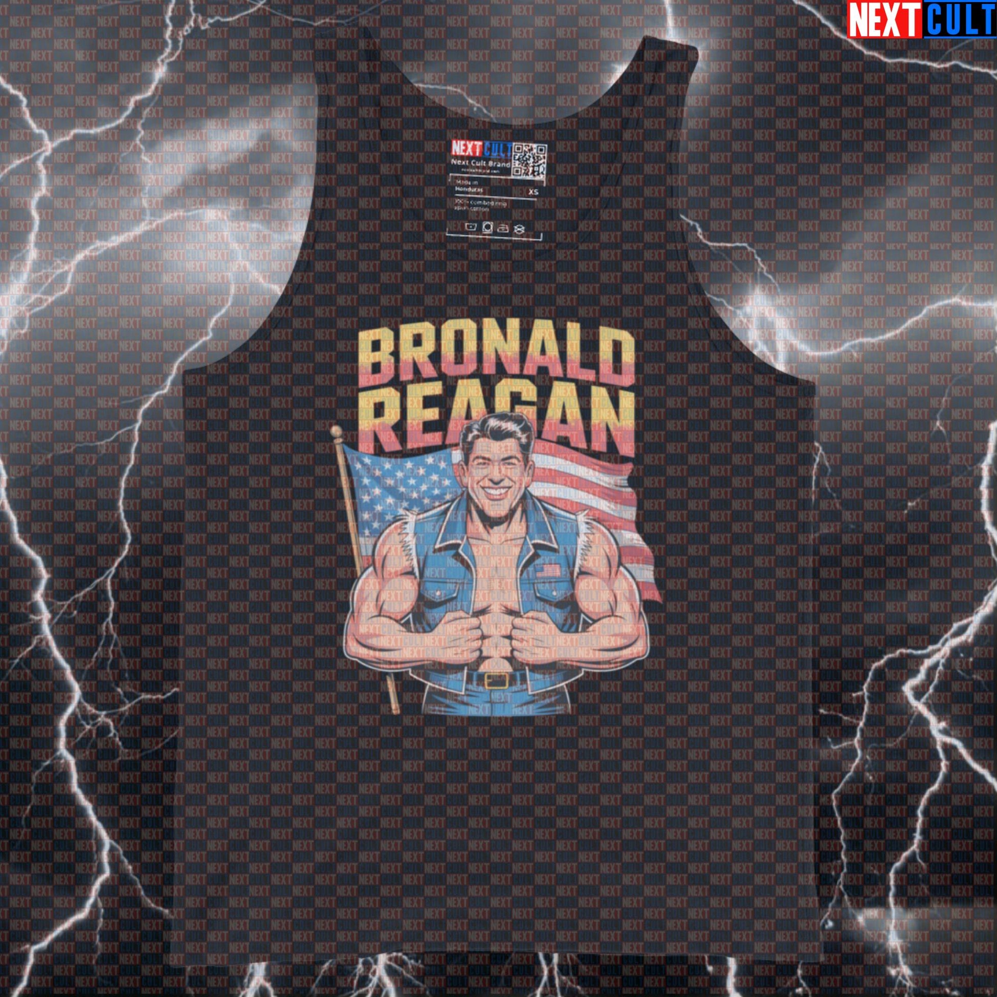 Funny Patriotic Gym Tank Top - Bronald Reagan Muscle Shirt Vest For USA Workout Gains Tank Tops Next Cult Brand